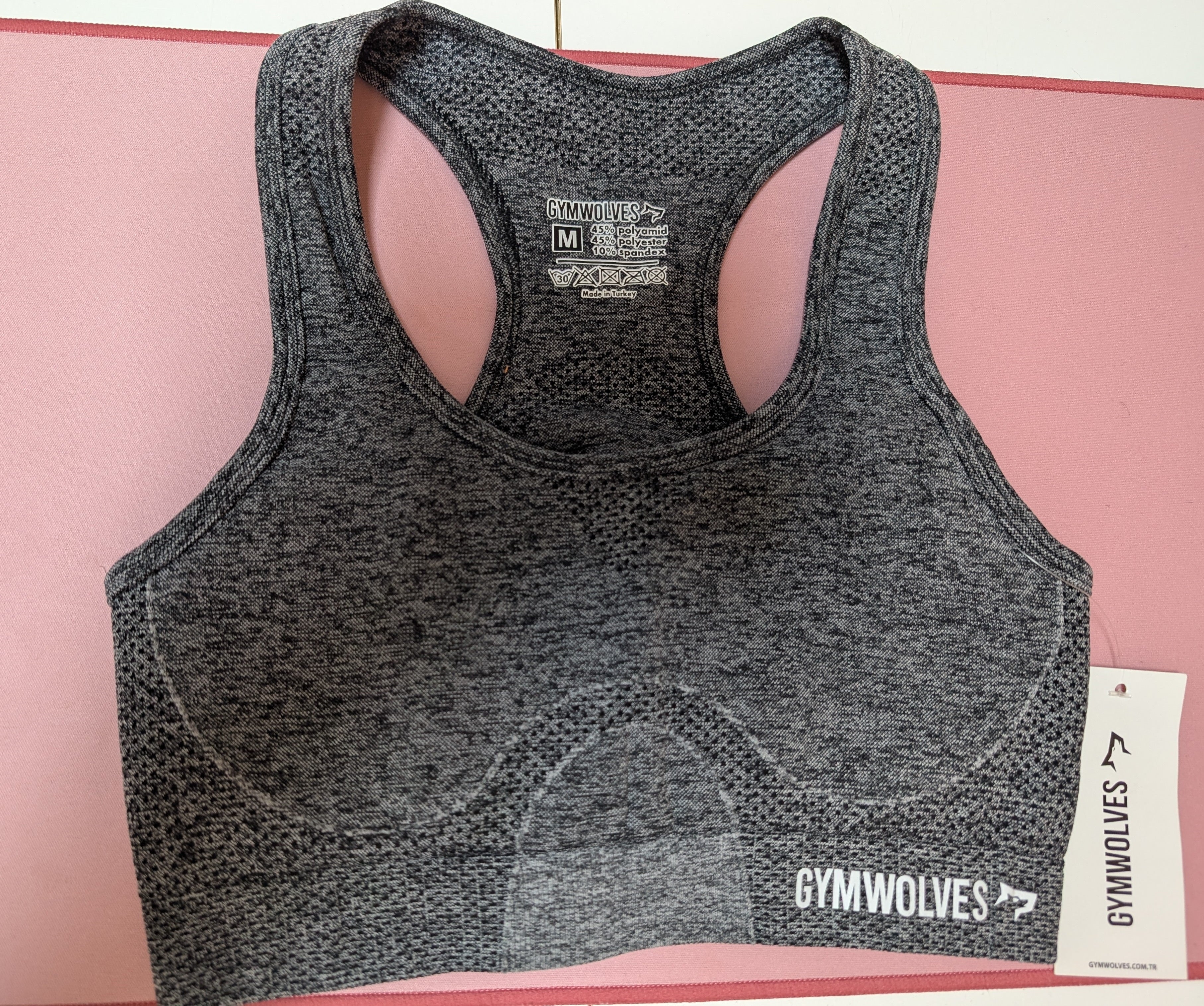 GYMWOLVES - Brassière de sport grise - Taille M